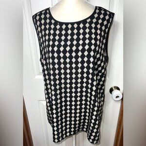 Faith and Joy LA Checkered Tank Top Sleeveless Blouse Retro Black/Cream Size L